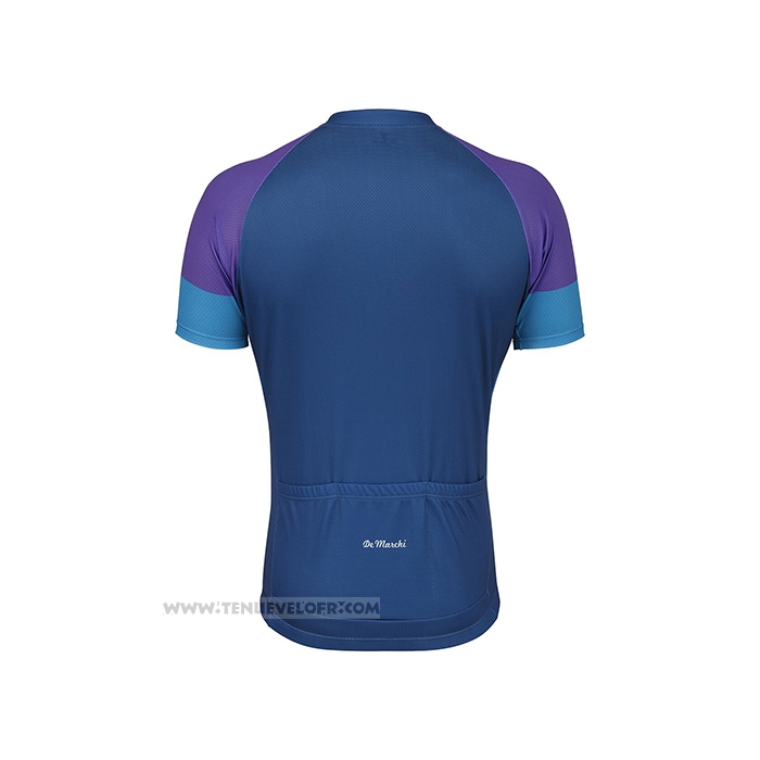 2021 Maillot Cyclisme de Marchi Violet Jaune Bleu Manches Courtes et Cuissard